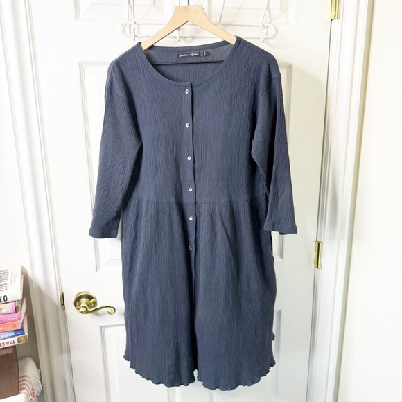 Gudrun Sjoden Dresses & Skirts - Gudrun Sjoden Woven Cotton Linen Button Front Mini Dress Lagenlook Size M Womens